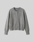 Ladies short-cut fine knit cardigan with ribbed hem and subtle button placket Fashion Glam