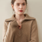 Women's cashmere pullover with zipper