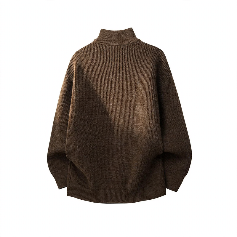 Men's knit sweater with half zipper