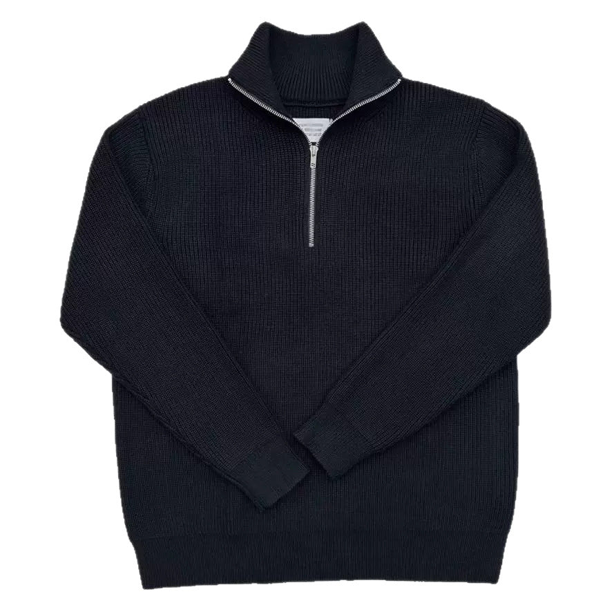 Unisex knitted sweater with zipper and stand-up collar