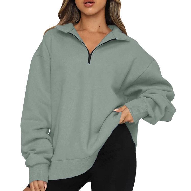 Women's sweatshirt with zipper and stand-up collar