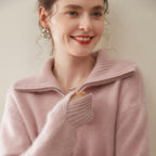 Women's cashmere pullover with zipper