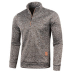 Men's knit sweater with stand-up collar and zipper