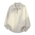 Men's knitted sweater with zipper and cable pattern