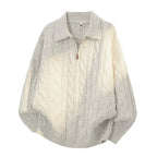 Men's knitted sweater with zipper and cable pattern