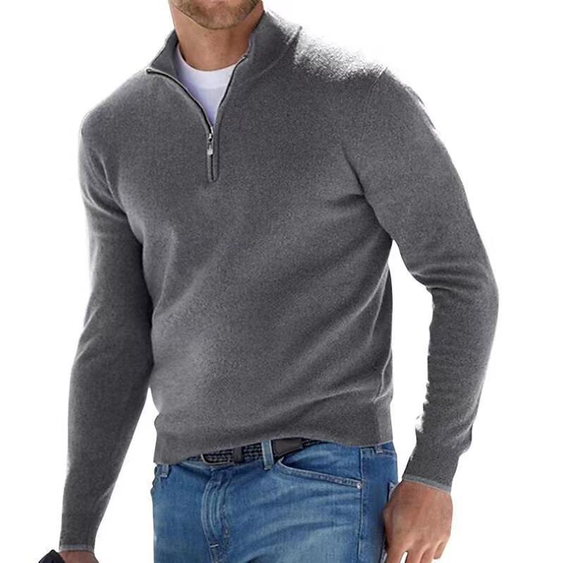 Men's knit sweater with half zipper
