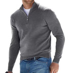 Men's knit sweater with half zipper