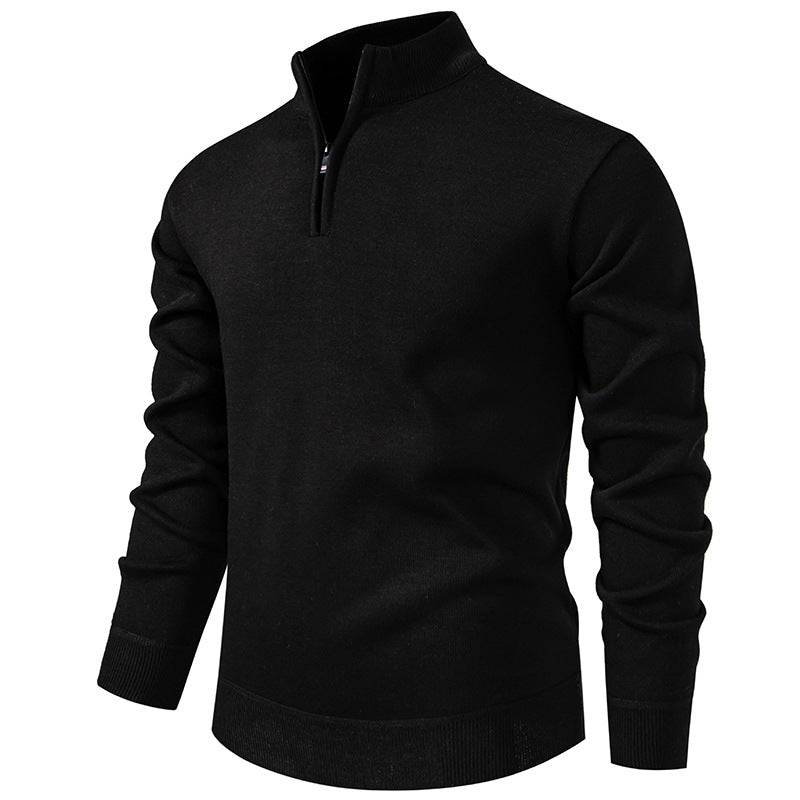 Slimmer knit sweater with stand-up collar and zipper