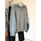 Women's knit hoodie with half zip