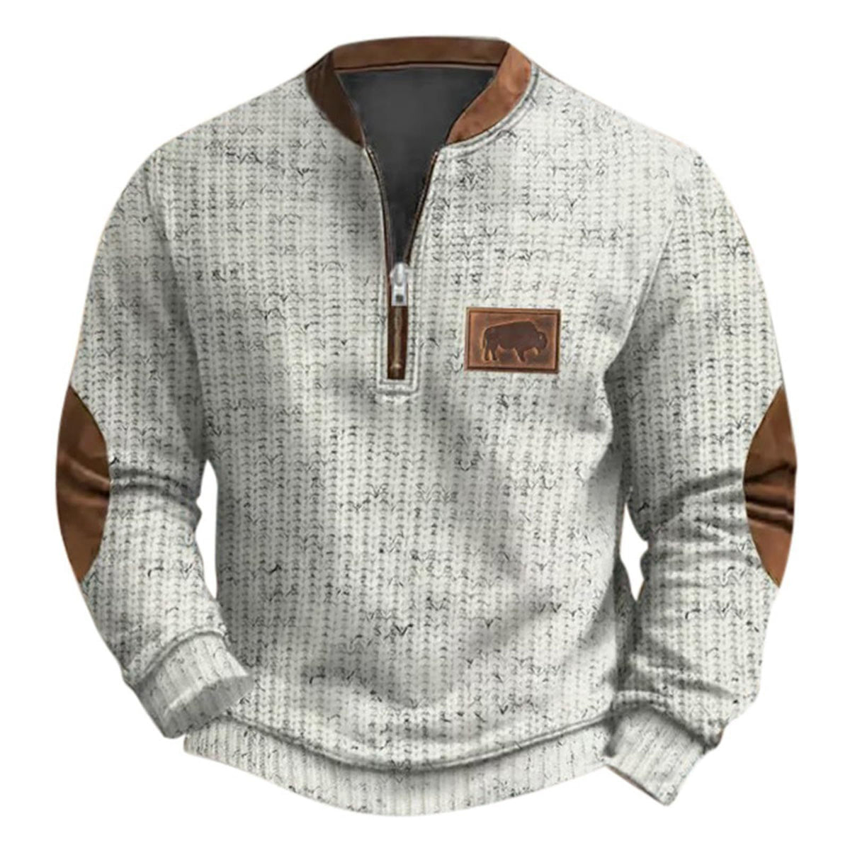 Men's sweatshirt with 3D print and half zipper