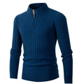 Men's knit sweater with cable pattern and zipper