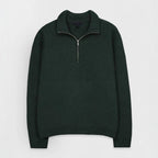 Men's Knit Sweater with Stand-Up Collar and Zipper