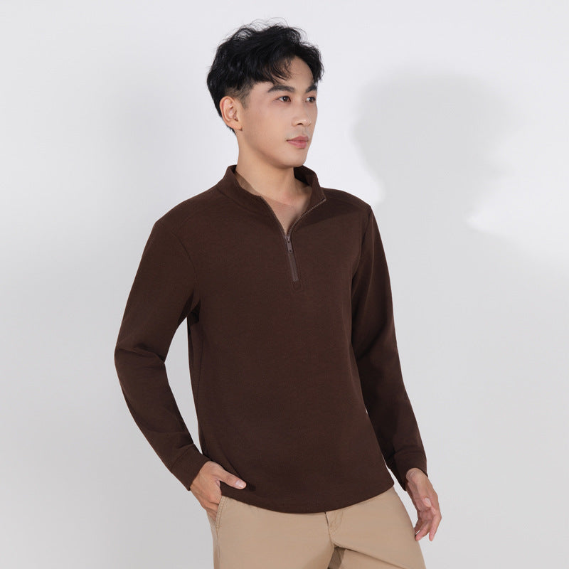 Men's waffle sweatshirt with zipper and lining