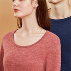 Thermal underwear set with round neckline, solid color