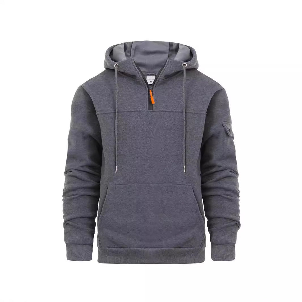 Casual hoodie with half zipper