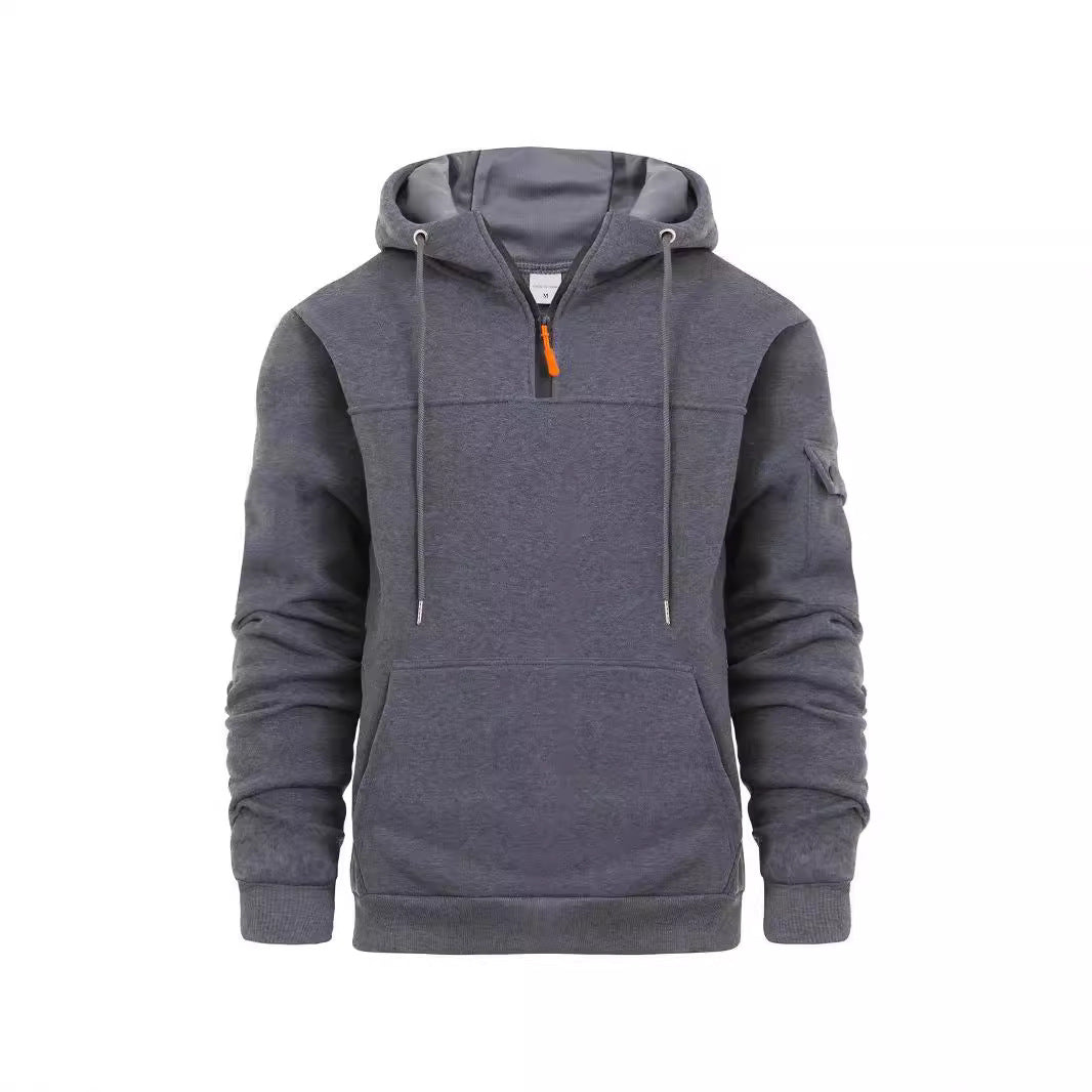 Casual hoodie with half zipper