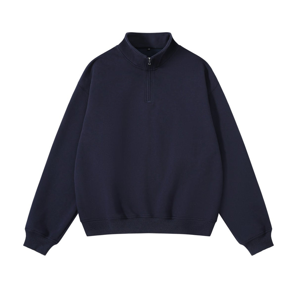 Unisex sweatshirt with zip and stand-up collar