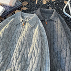 Men's knitted sweater with zipper and cable pattern