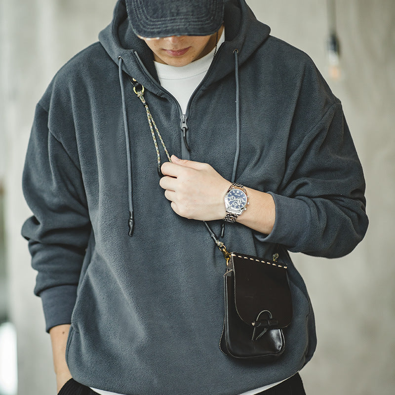 Retro sweatshirt with zipper and fleece lining