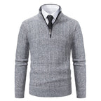 Men's knit pullover with zipper and lining