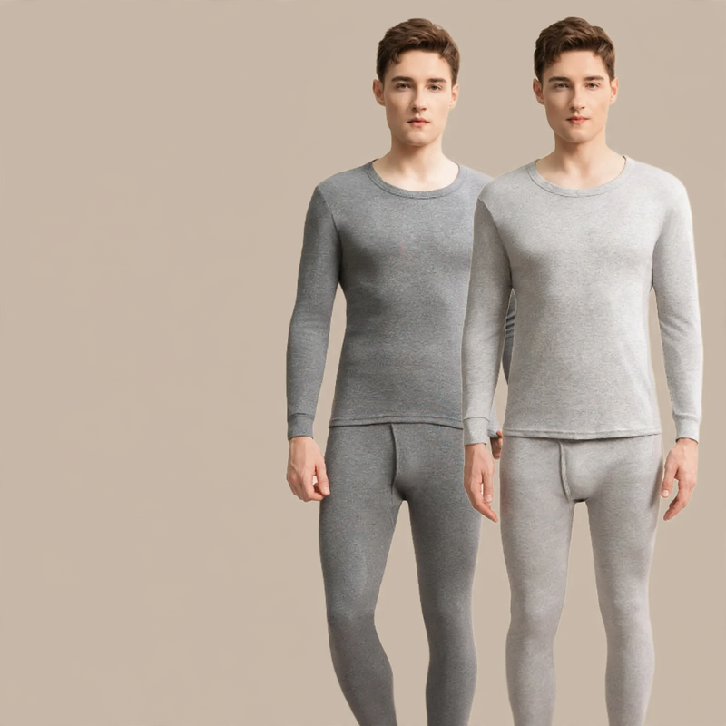 Men's Thermal Underwear Set, Cotton, Round Neck