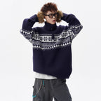 Unisex knitted sweater with stand-up collar and zipper