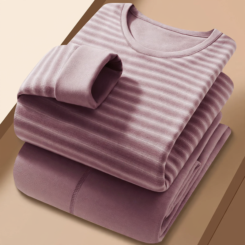 Thermal underwear set, double-sided padded, striped