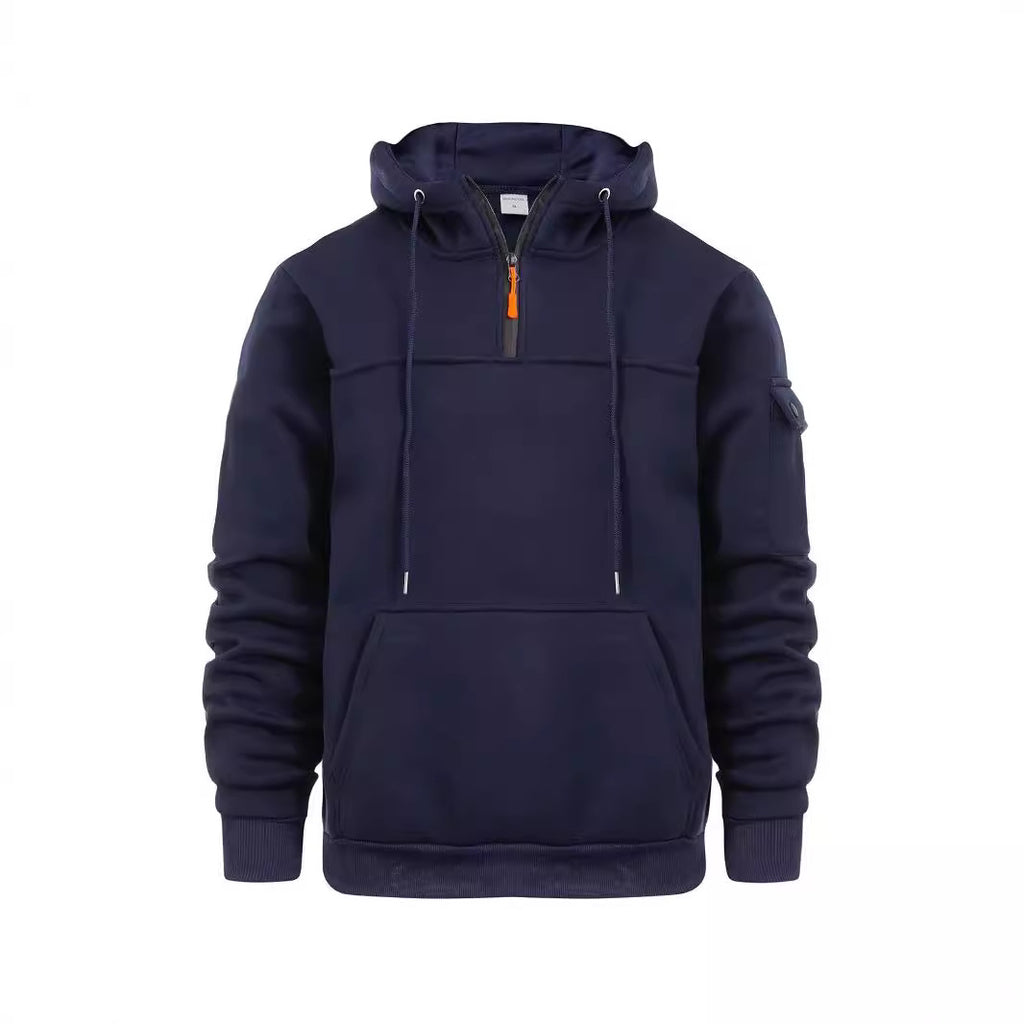 Casual hoodie with half zipper