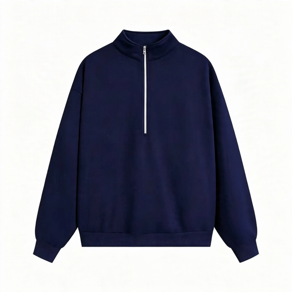 Unisex pullover with zipper and letter print