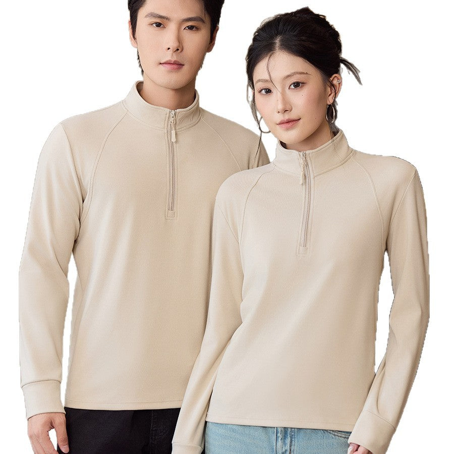 Unisex sweatshirt with zipper and fleece lining