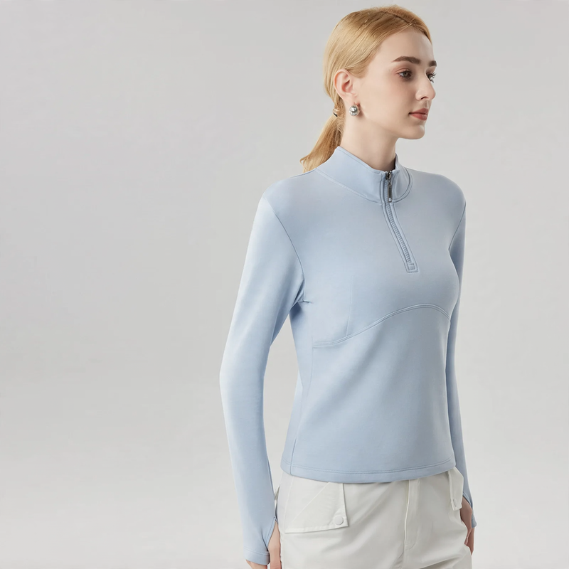 Women's sweatshirt with half zipper