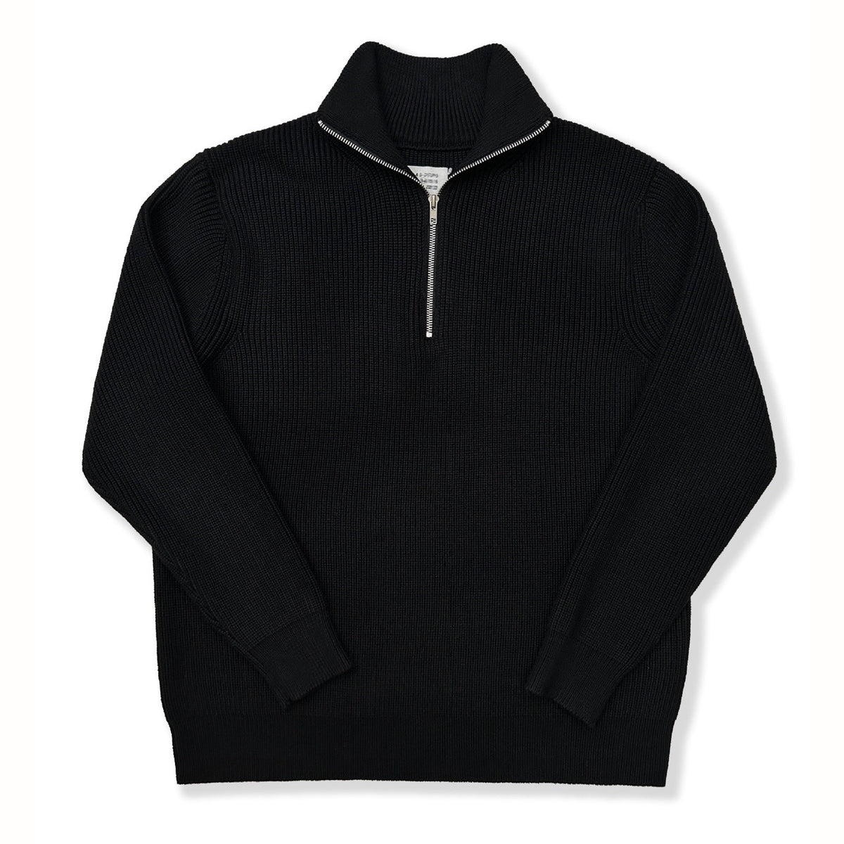 Unisex knitted sweater with zipper and stand-up collar
