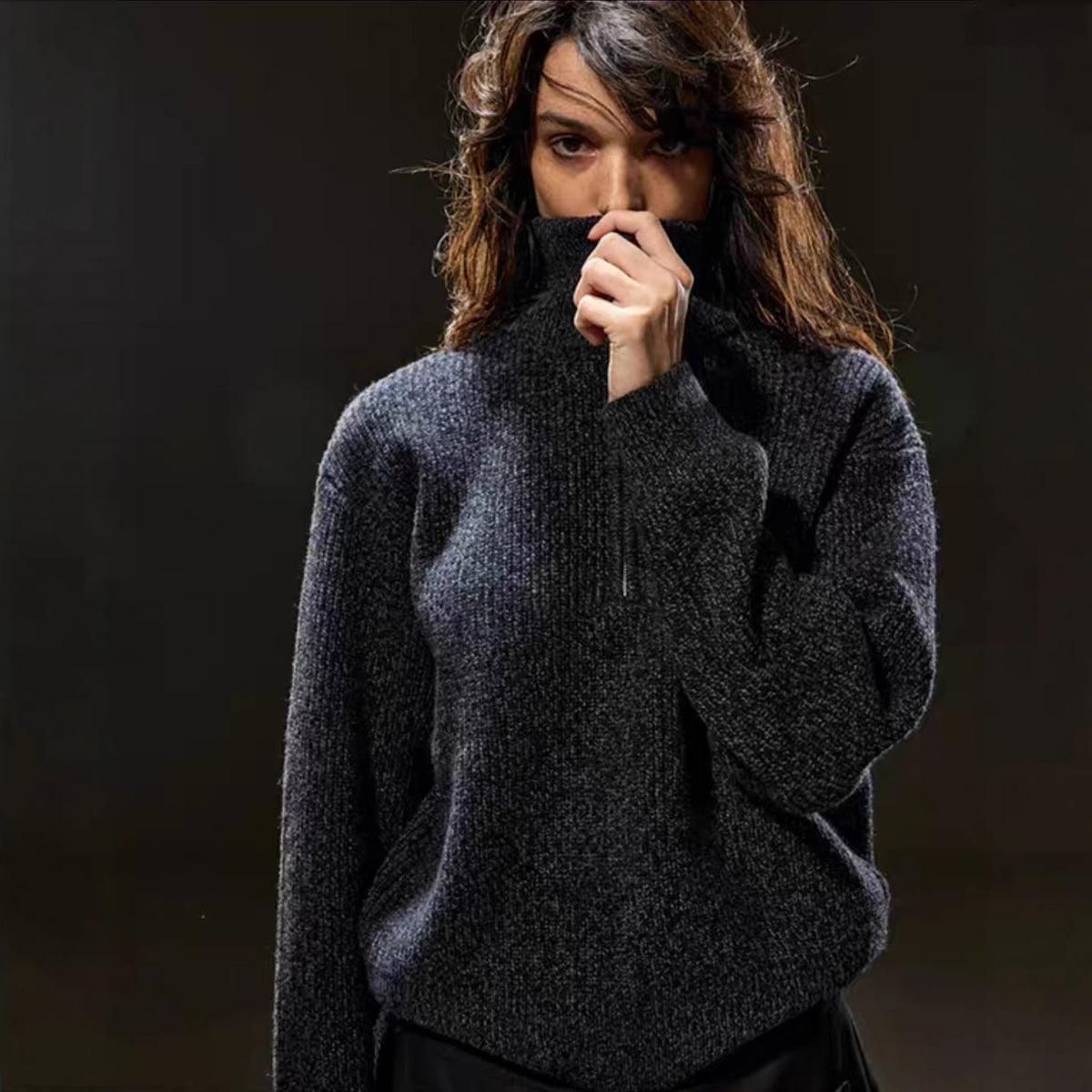 High-quality wool sweater with zipper