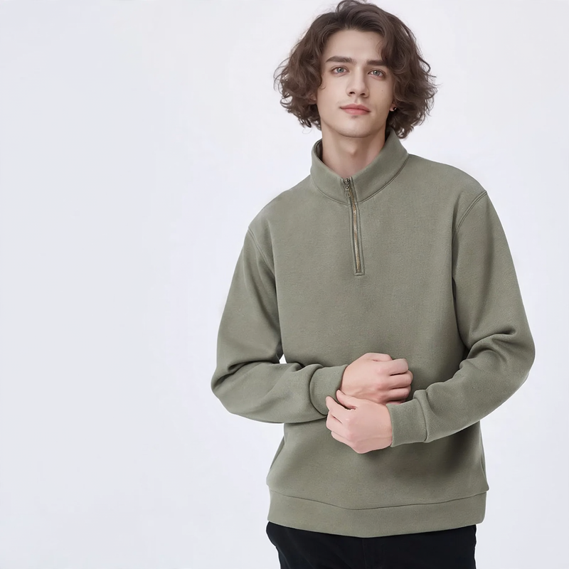 Padded sweatshirt with zipper, cotton
