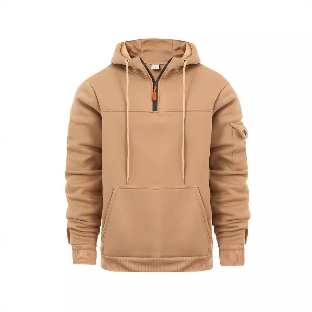 Casual hoodie with half zipper