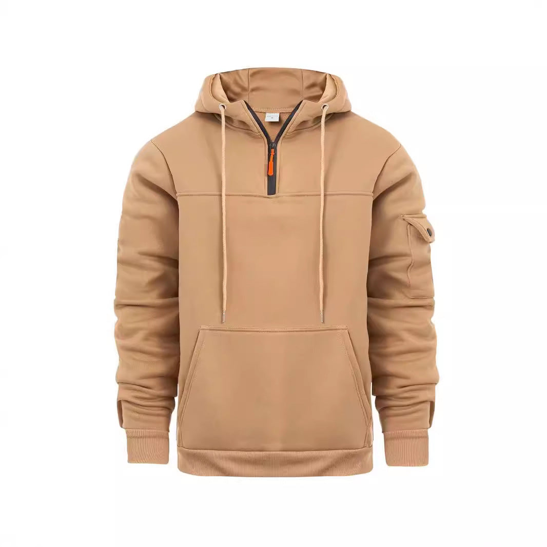 Casual hoodie with half zipper