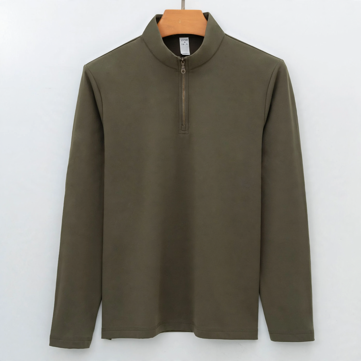 Elastic sports sweatshirt with half zipper