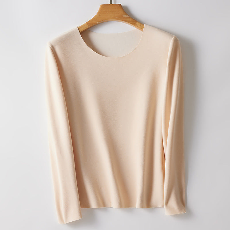 Women's Thermal Long Sleeve Shirt, Round Neck, Warming, Figure-Hugging