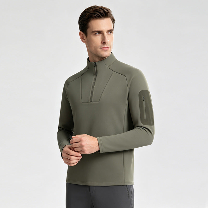 Men's sweatshirt with zipper and stand-up collar
