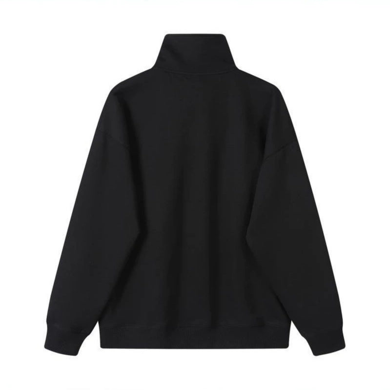 Heavy polo sweatshirt with half zipper, 350g