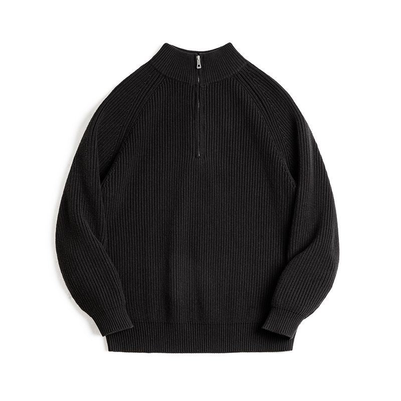 Men's vintage-style knitted sweater with zipper