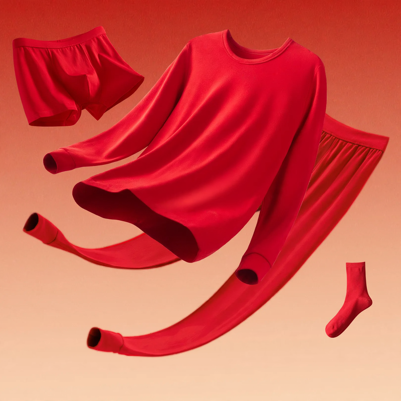 Cotton Thermal Underwear Set, Round Neck