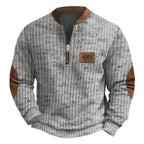 Men's sweatshirt with 3D print and half zipper