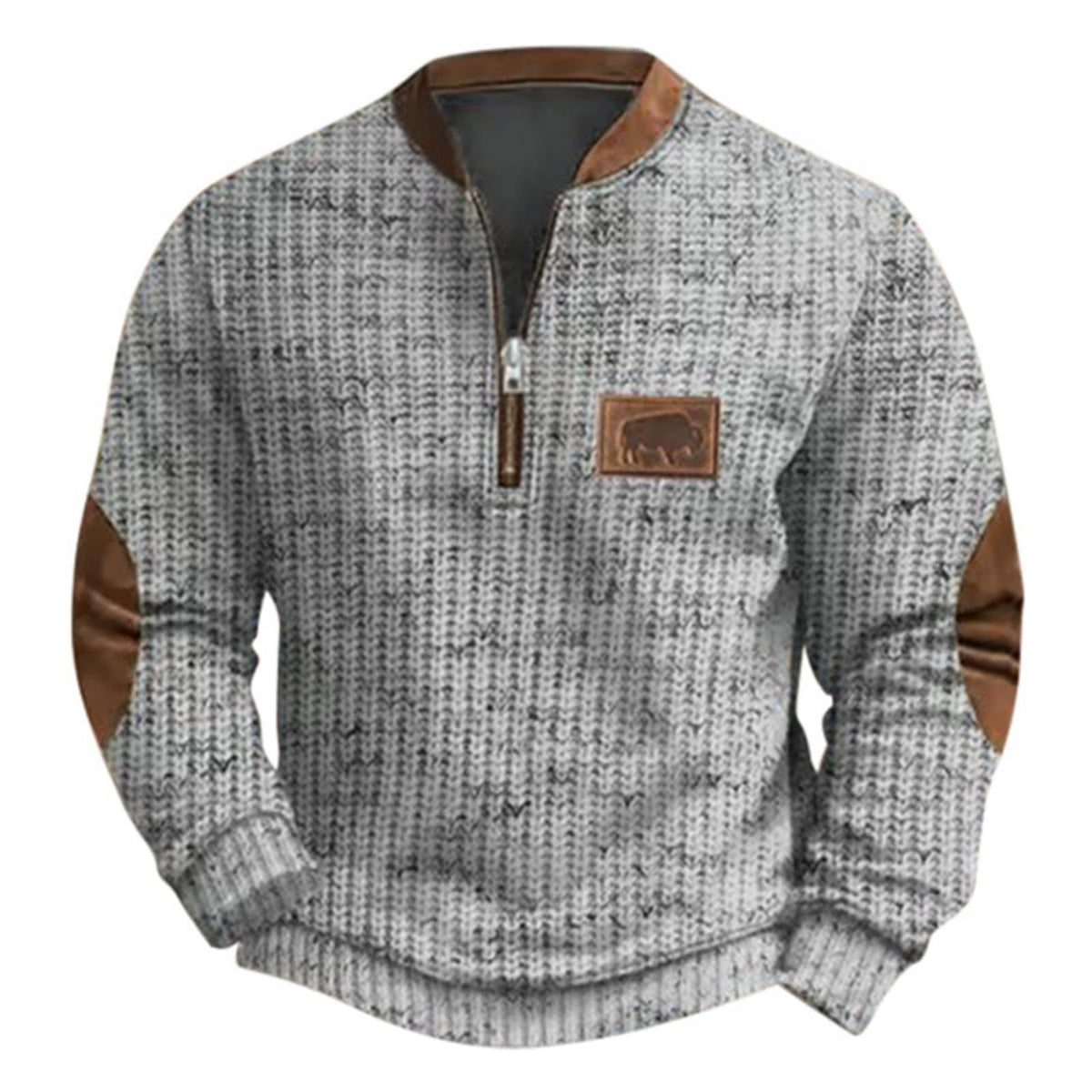 Men's sweatshirt with 3D print and half zipper