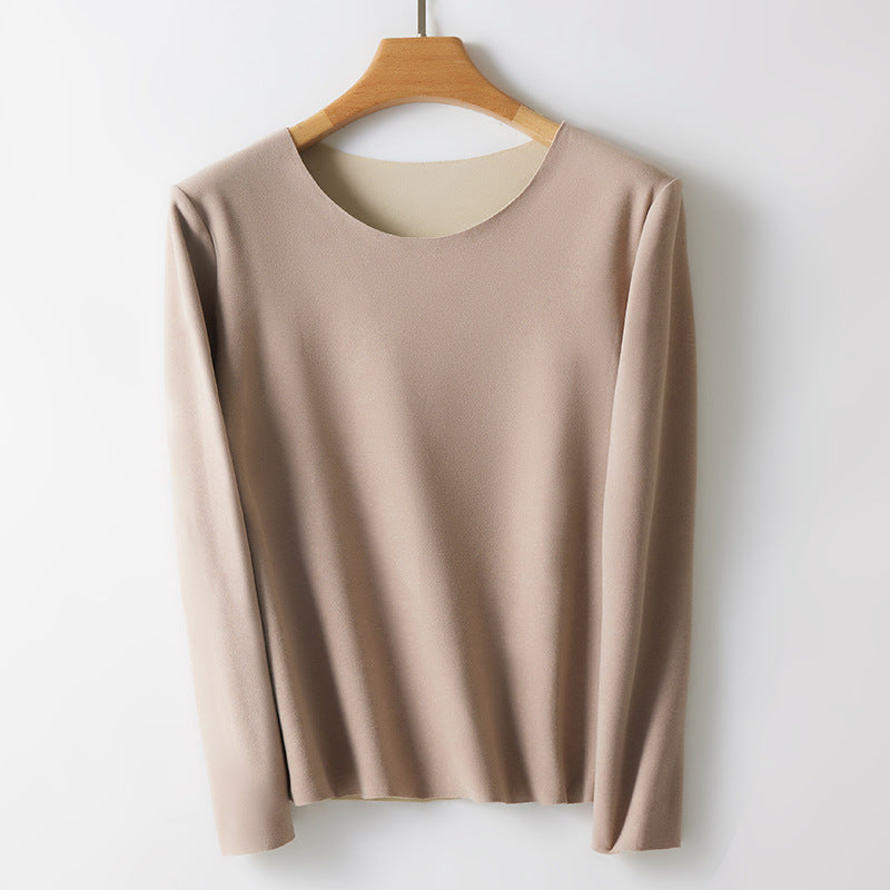Women's Thermal Long Sleeve Shirt, Round Neck, Warming, Figure-Hugging