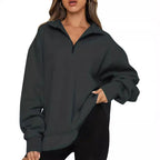 Women's sweatshirt with zipper and stand-up collar