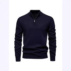 Slimmer knit sweater with stand-up collar and zipper