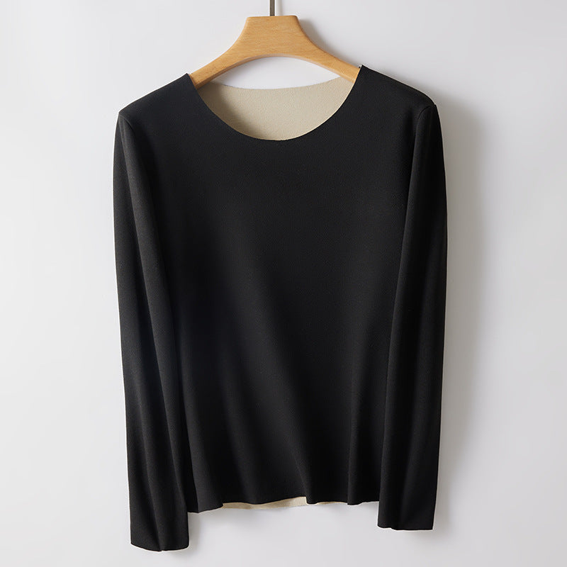 Women's Thermal Long Sleeve Shirt, Round Neck, Warming, Figure-Hugging