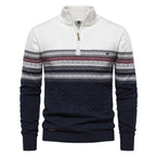 Modern men's knit sweater with stand-up collar