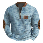 Men's sweatshirt with 3D print and half zipper